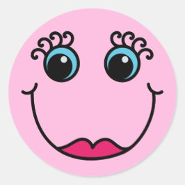 Lady Emoji gezicht licht roze Ronde Sticker
