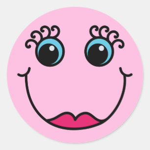 Lady Emoji gezicht licht roze Ronde Sticker
