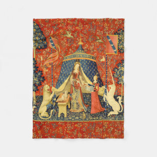 Lady en de Unicorn Medieval Tapestry Art Fleece Deken