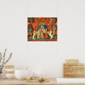 Lady en de Unicorn Medieval Tapestry Art Poster (Keuken)