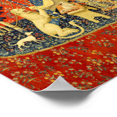 Lady en de Unicorn Medieval Tapestry Art Poster (Hoek)