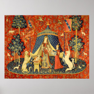 Lady en de Unicorn Medieval Tapestry Art Poster