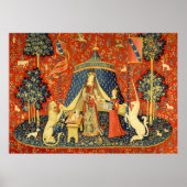 Lady en de Unicorn Medieval Tapestry Art Poster (Voorkant)