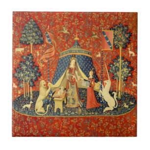 Lady en de Unicorn Medieval Tapestry Art Tegeltje