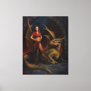 Lady en Dragon Canvas Afdruk