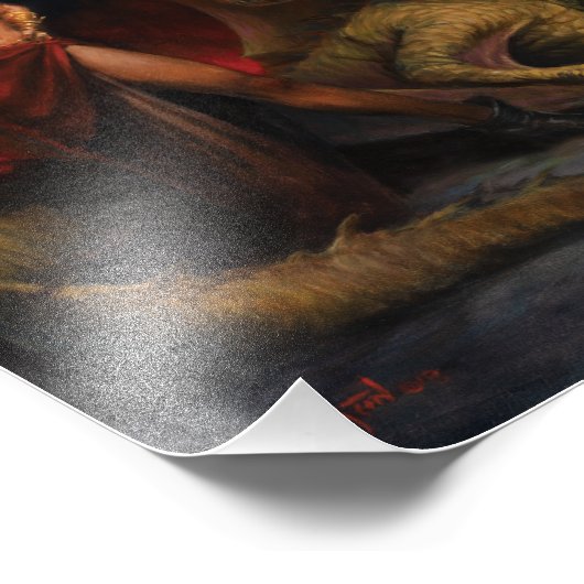 Lady en Dragon Foto Afdruk (Hoek)