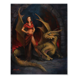 Lady en Dragon Foto Afdruk