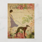 Lady en Greyhound  Frans Briefkaart (Voorkant)