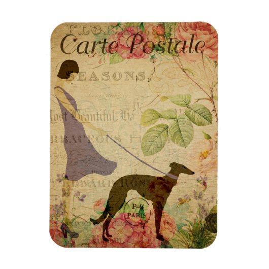 Lady en Greyhound  Frans Briefkaart Magneet (Verticaal)
