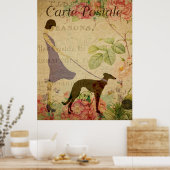Lady en Greyhound  Poster Frans Briefkaart (Keuken)