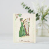  Lady en Harp St Patricks Day Souvenir Briefkaart (Staand voorkant)