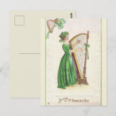  Lady en Harp St Patricks Day Souvenir Briefkaart (Voorkant / Achterkant)