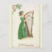 Lady en Harp St Patricks Day Souvenir Briefkaart (Voorkant)