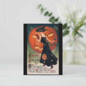  Lady en Jack o'lantaarn Moon Halloween Briefkaart (Staand voorkant)