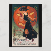  Lady en Jack o'lantaarn Moon Halloween Briefkaart (Voorkant)