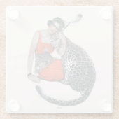 Lady en Leopard Glazen Onderzetter (Achterkant)