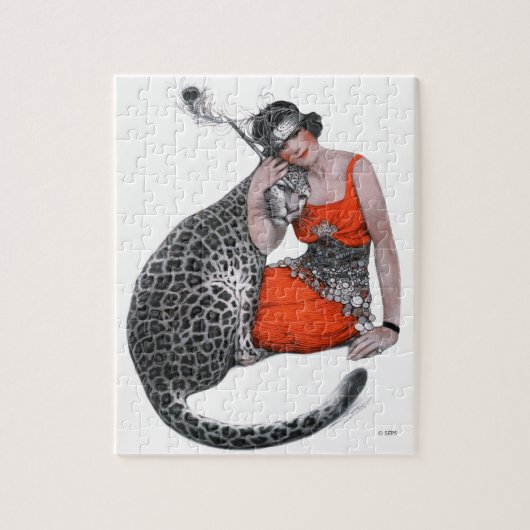 Lady en Leopard Legpuzzel (Verticaal)