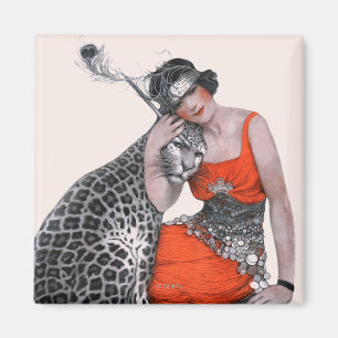 Lady en Leopard Magneet