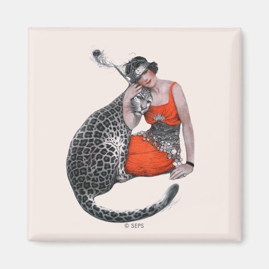Lady en Leopard Magneet (Voorkant)