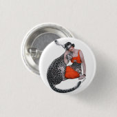Lady en Leopard Ronde Button 3,2 Cm (Voorkant /achterkant)