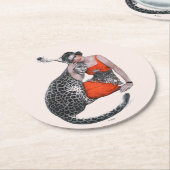 Lady en Leopard Ronde Kartonnen Onderzetter (Gebogen)