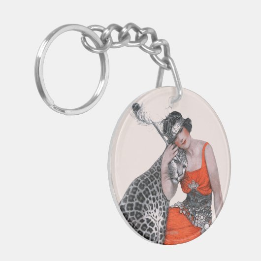 Lady en Leopard Sleutelhanger (Voorkant Links)