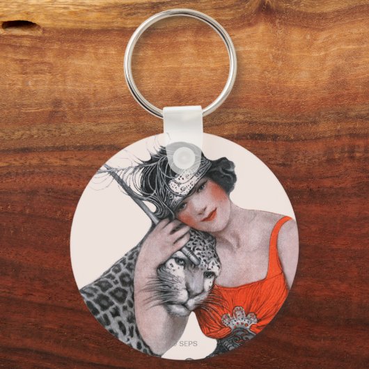 Lady en Leopard Sleutelhanger (Voorkant)