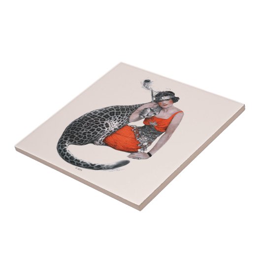 Lady en Leopard Tegeltje (Zijkant)