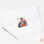 Lady en Leopard Vierkante Sticker (Envelop)