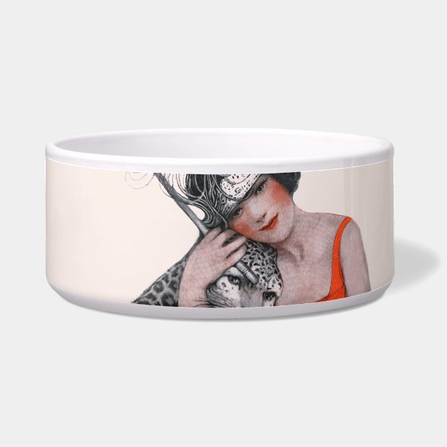 Lady en Leopard Voerbakje (Voorkant)