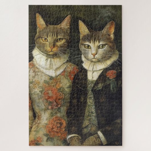 Lady en Lord Royal Regal Victoriaans kattenpuzzel Legpuzzel (Verticaal)