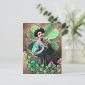  LADY EN LUCKY SHAMROCKS St Patrick's Day Briefkaart (Staand voorkant)