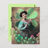  LADY EN LUCKY SHAMROCKS St Patrick's Day Briefkaart (Voorkant / Achterkant)