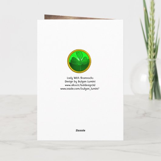 LADY EN LUCKY SHAMROCKS St Patrick's Day Kaart (Achterkant)