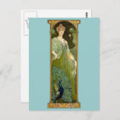 Lady en Peacock Briefkaart (Voorkant / Achterkant)