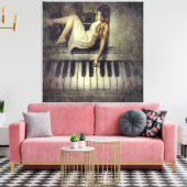 Lady en Piano Keys Canvas Afdruk (Insitu (Woonkamer))