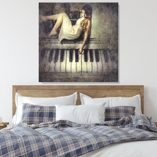 Lady en Piano Keys Canvas Afdruk (Insitu (Slaapkamer))
