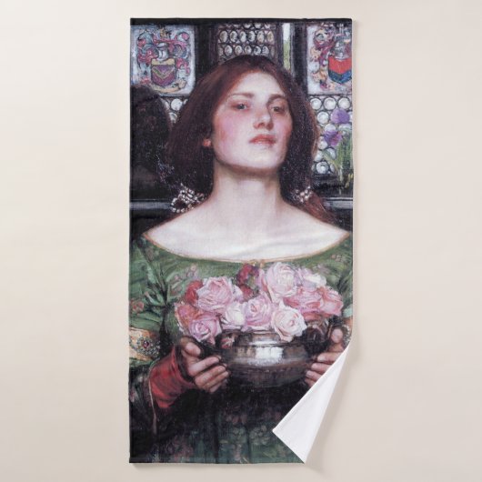 Lady en Roos, John William Waterhouse Badhanddoek (Badhanddoek)