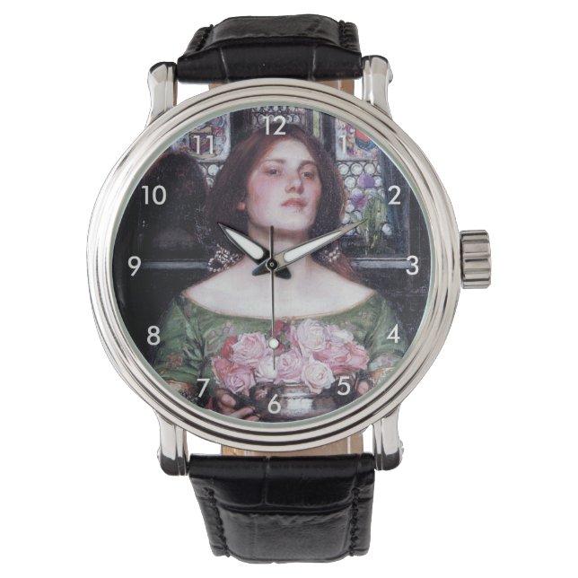 Lady en Roos, John William Waterhouse Horloge (Voorkant)