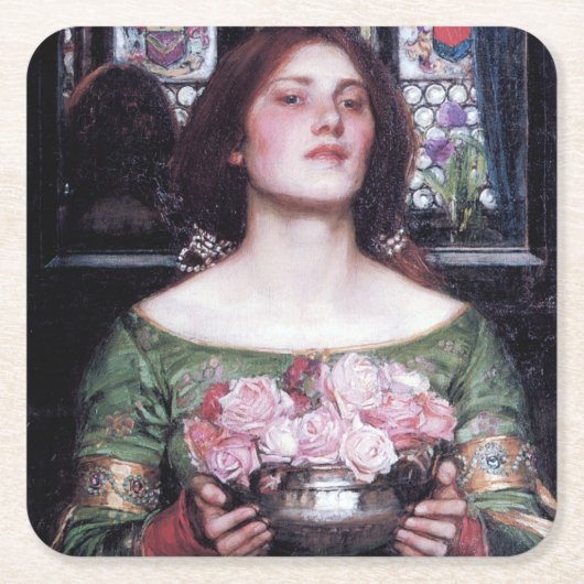 Lady en Roos, John William Waterhouse Kartonnen Onderzetters (Voorkant)