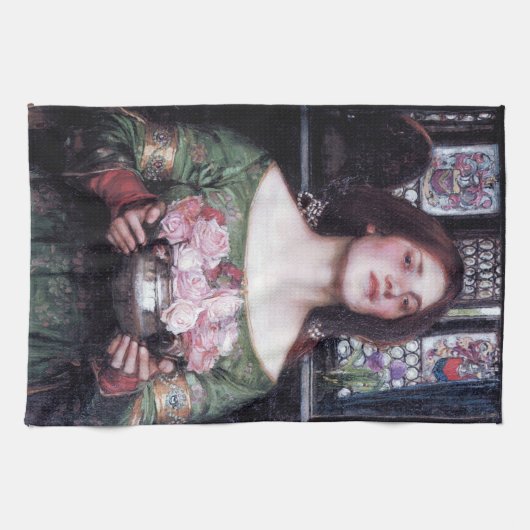 Lady en Roos, John William Waterhouse Theedoek (Horizontaal)