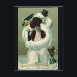 Lady en Snowman Feestdagenkaart<br><div class="desc">Een vrouw die vreemd genoeg in een sneeuwman op een kerstkaart werd geplaatst. Wat is er niet om van te houden?</div>