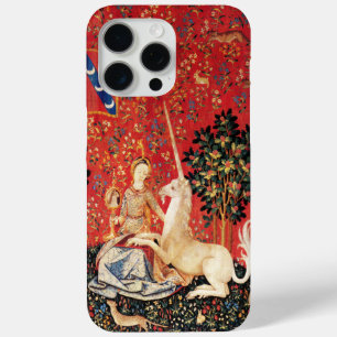LADY EN UNICORN Fantasy Animals Green Red Floral iPhone 15 Pro Max Hoesje
