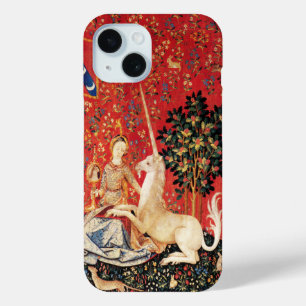 LADY EN UNICORN Fantasy Animals Green Red Floral iPhone 15 Case