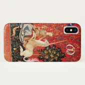 LADY EN UNICORN Fantasy Flowers, Animals Monogram Case-Mate iPhone Case (Achterkant (horizontaal))