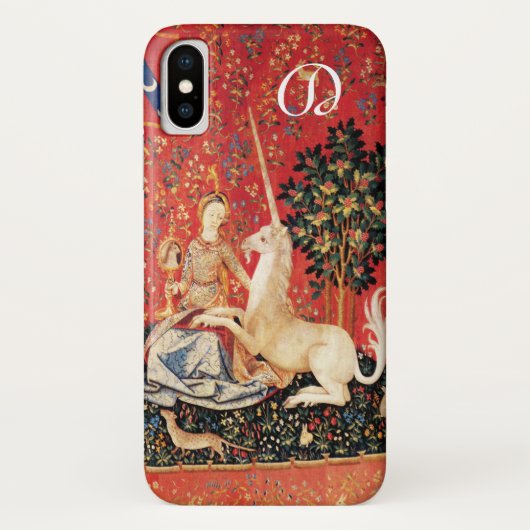 LADY EN UNICORN Fantasy Flowers, Animals Monogram Case-Mate iPhone Case (Achterkant)