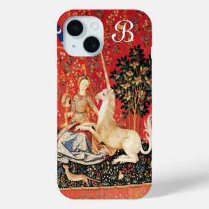 LADY EN UNICORN Fantasy Flowers, Animals Monogram iPhone 15 Case