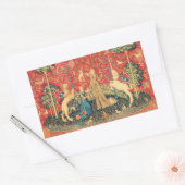 LADY EN UNICORN Fantasy Flowers, Animals Rechthoekige Sticker (Envelop)