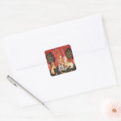 LADY EN UNICORN Fantasy Flowers, Animals Vierkante Sticker (Envelop)