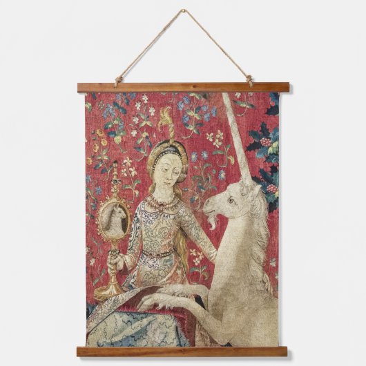 Lady en Unicorn Hangend Wandkleed (Voorkant)